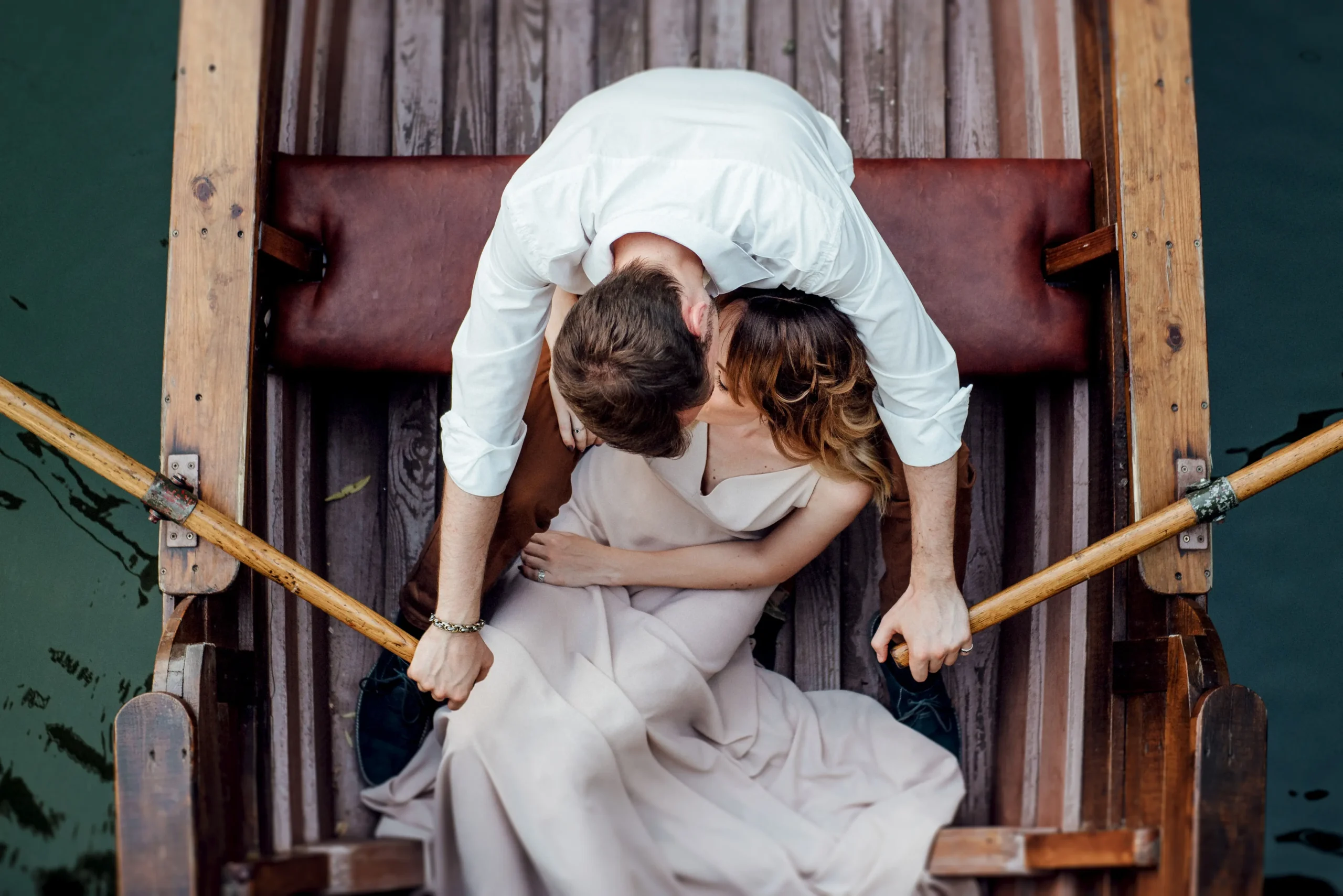 Couple celebrating their destination wedding on a Greek Island